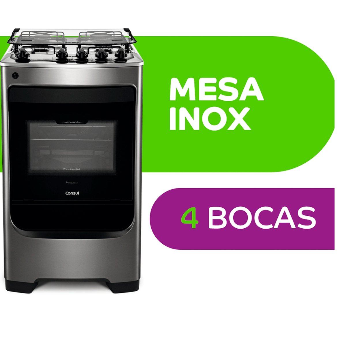 Fogão 4 Bocas Consul Automático Bivolt Inox CFO4NAR