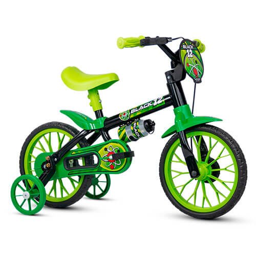 Bicicleta Nathor Black Aro 12 Preto/Verde