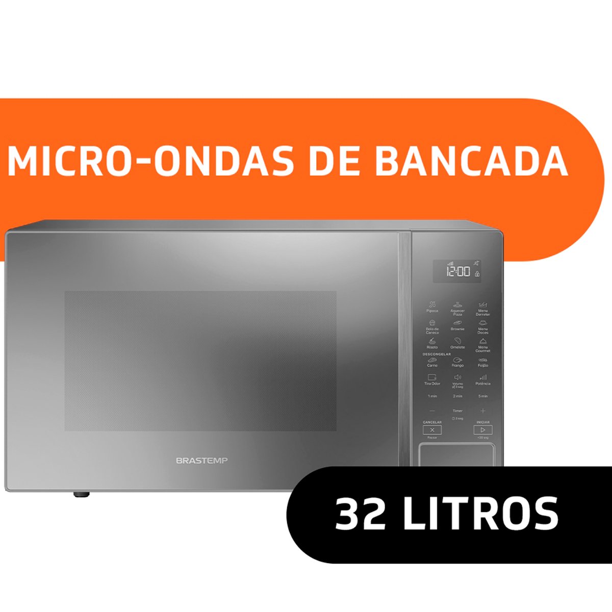 Micro-ondas Brastemp 32 Litros 127V Menu Gourmet Cinza Espelhado BMS46ARANA