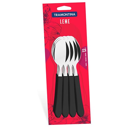 Conjunto De Colheres De Mesa 12 Peças Tramontina Leme 23183/900 Preto E Inox