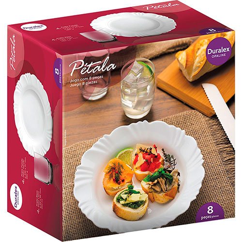 Jogo De Pratos Fundos Nadir 8 Peças Duralex Opaline Pétala Branco 18010201194636