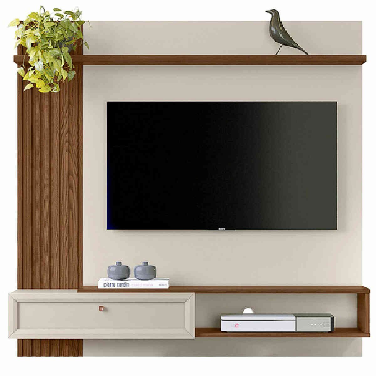 Painel Home Para TV Até 55" Linea Alvorada Freijó E Off White
