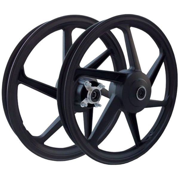 Aro Liga Leve BHD Fan 125 KS 2009 A 2019 Freio A Tambor Mod 6 Pontas Preto (MP)