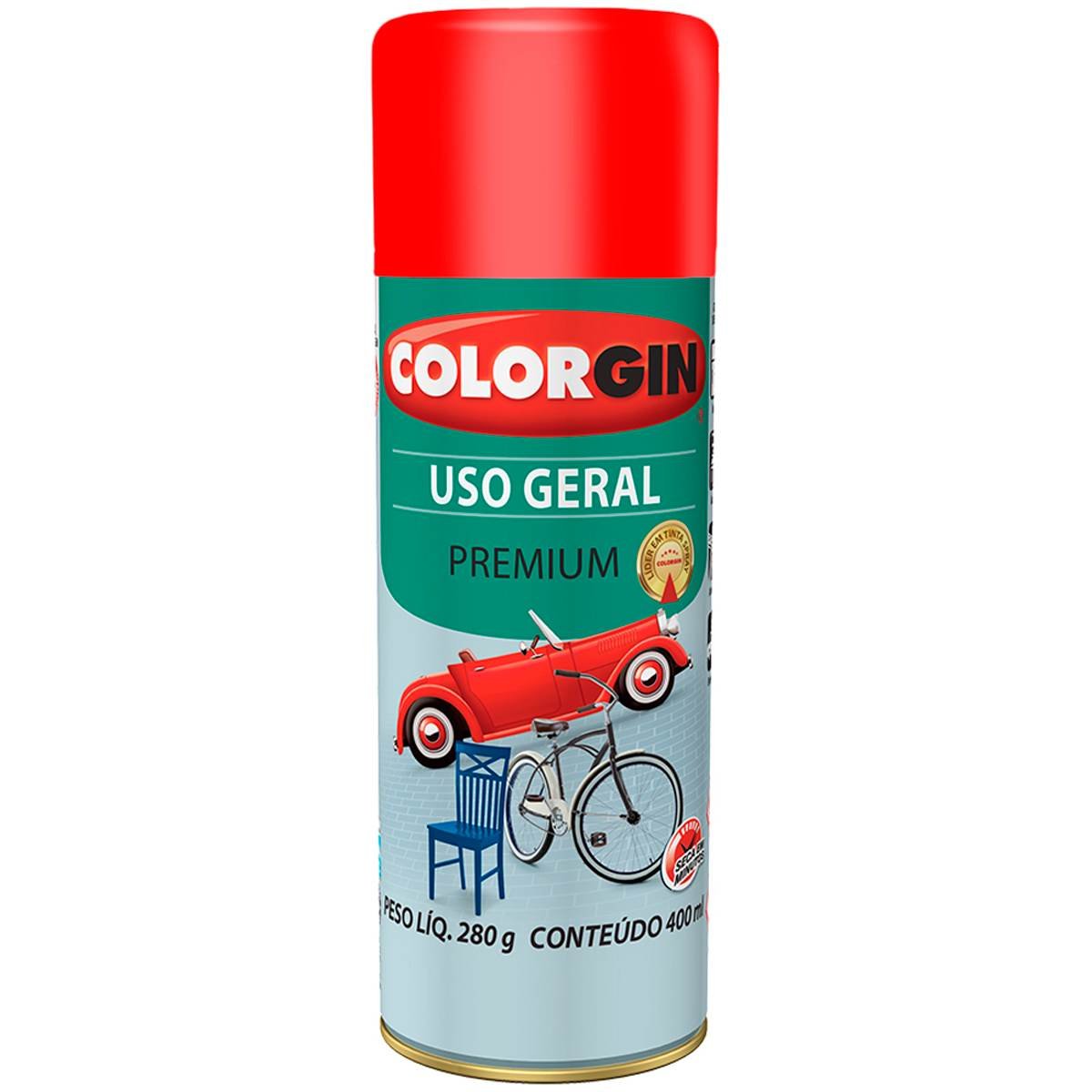 Tinta Spray Uso Geral Acabamento Brilhante Cor Vermelho Brastemp 55231 400ml - Colorgin
