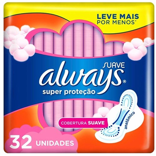 Absorvente Always Super Proteção Suave Com Abas 32 Unidades