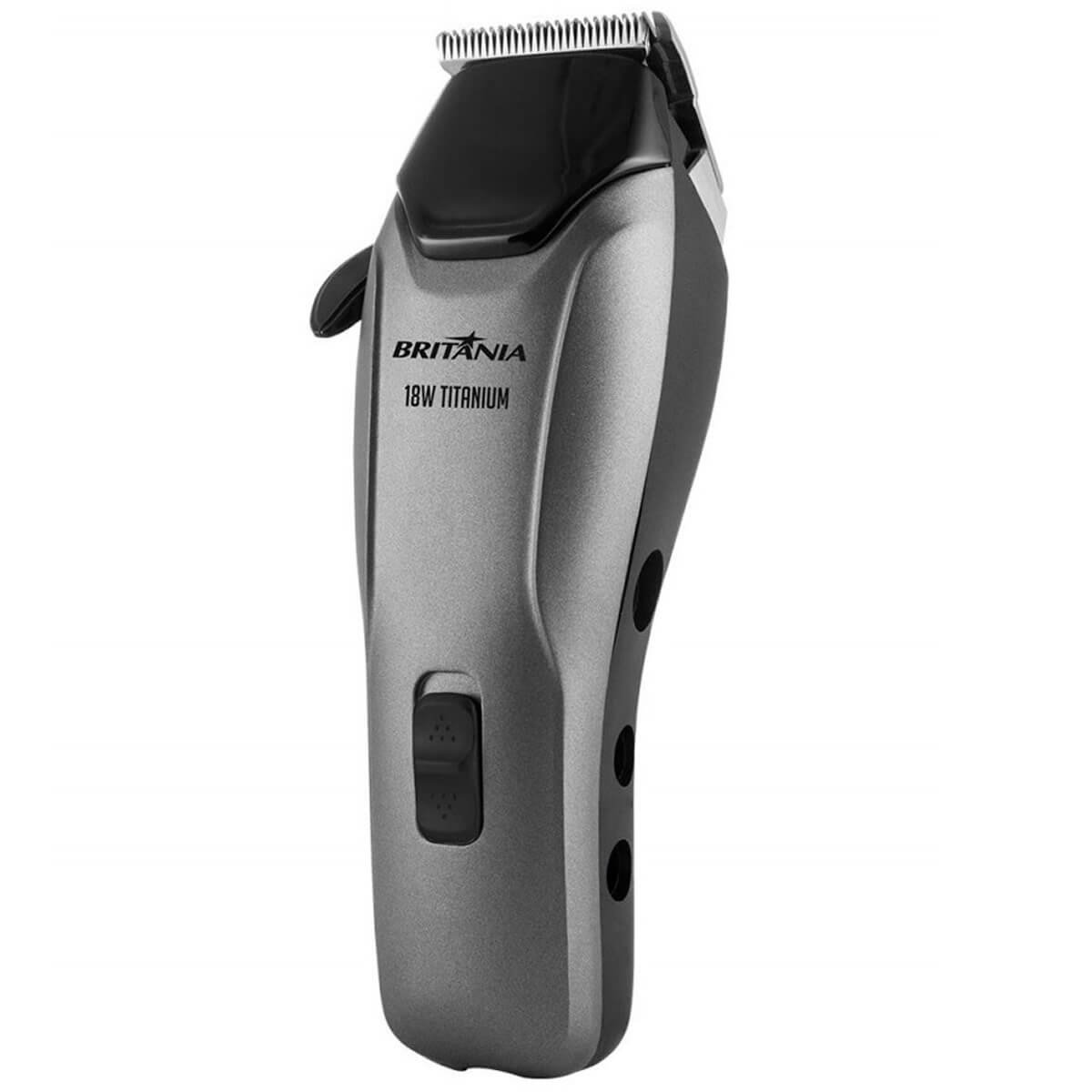 Máquina de Cortar Cabelo Britânia 18W Titanium 127V Cinza E Preto BCR18T