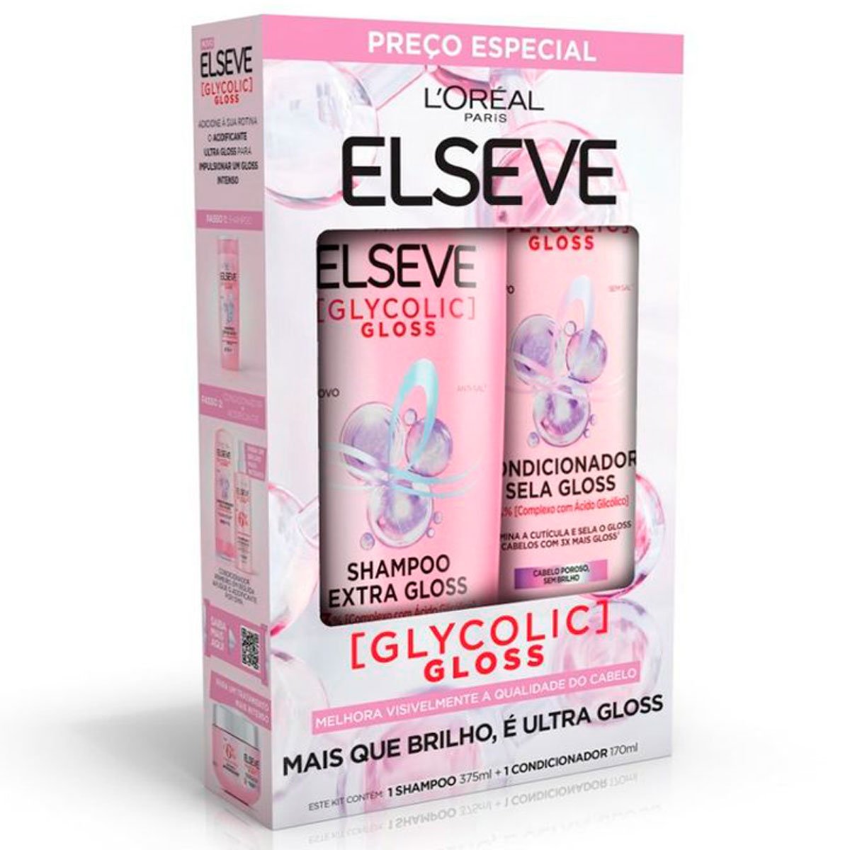 Kit L'Oréal Paris Elseve Glycolic Gloss Shampoo 375ml + Condicionador 170ml