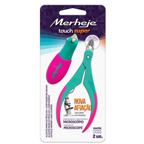 Alicate Para Unha E Cortador De Unha Merheje Touch Verde/pink (MP)