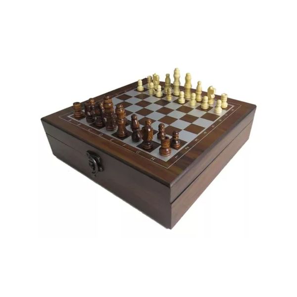 Jogos De Tabuleiro Em Madeira Xadrez/Pôquer 24x24cm RMT1950 (MP)