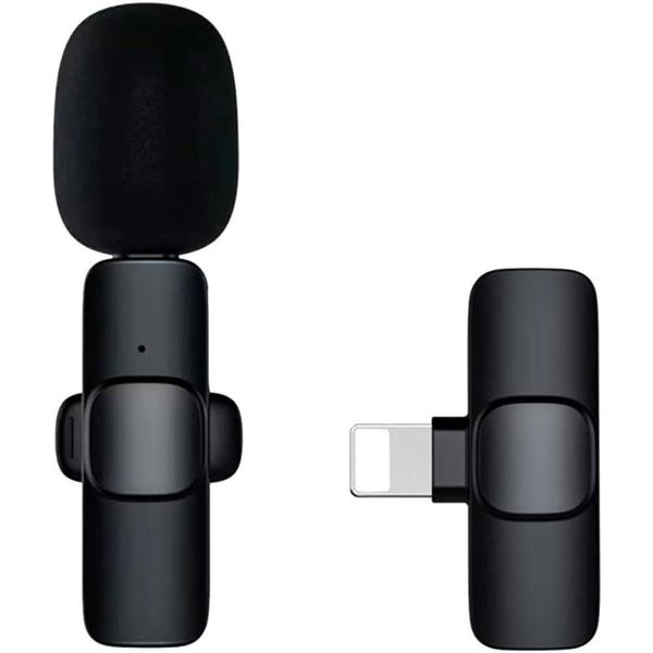 Microfone De Lapela Sem Fio A'Gold iOS Preto MCF-02 (MP)