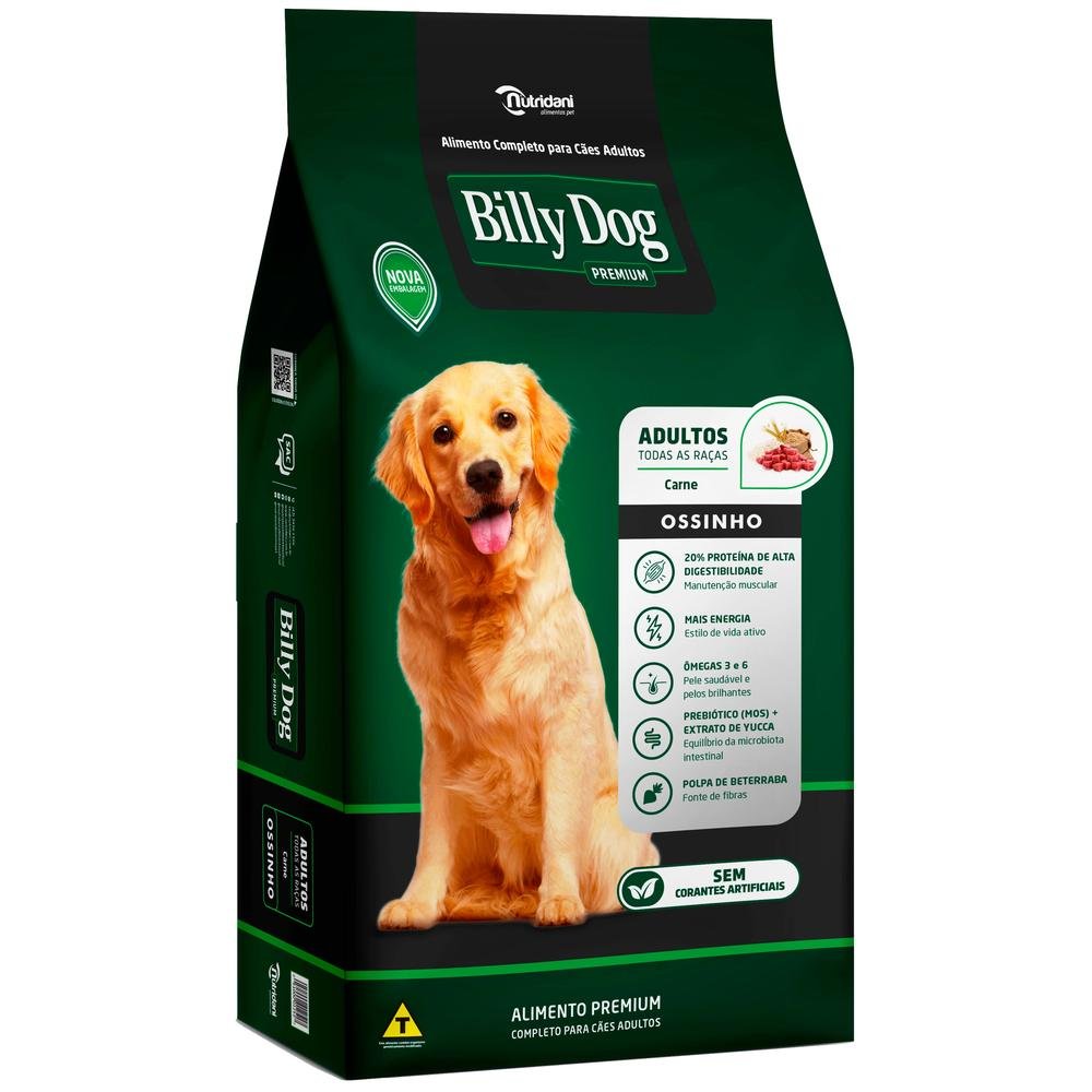 Ração Billy Dog Cão Adulto Ossinho Sabor Carne 7kg (MP)