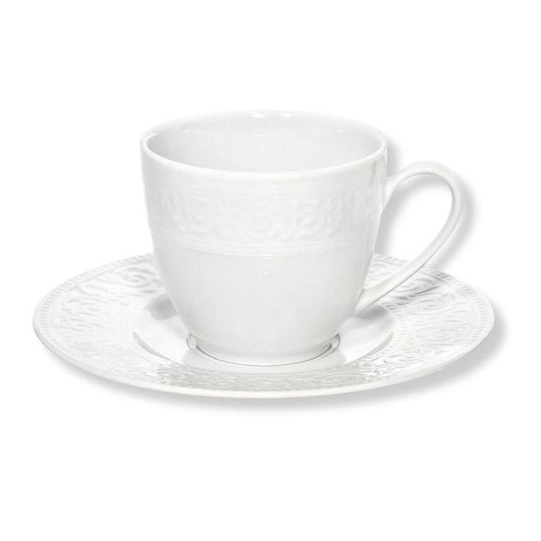 Xícara Com Pires D&A De Porcelana Acelya 200ml Branco (MP)