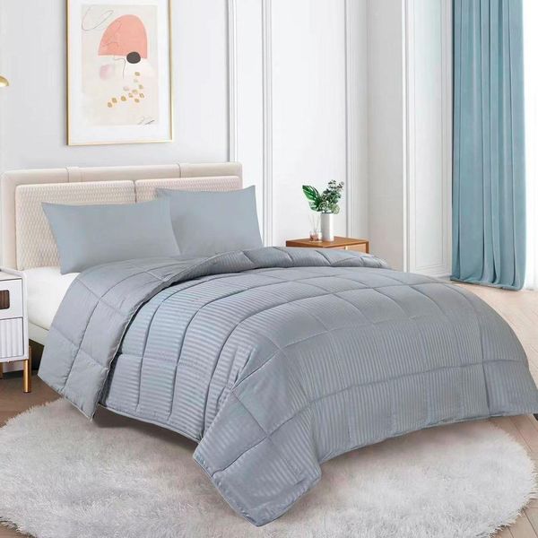 Edredom Rozac Casal Plumage Stripe 220x240cm Cinza (MP)