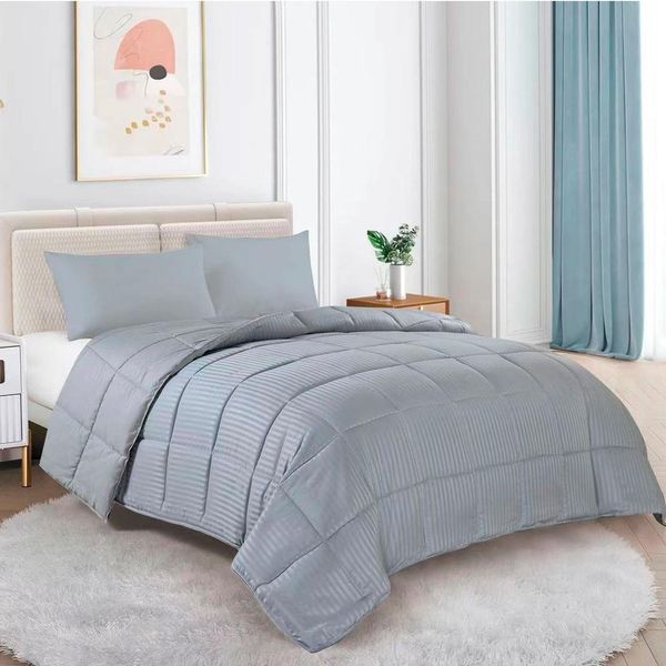 Edredom Rozac Queen Plumage Stripe 240x260cm Cinza (MP)
