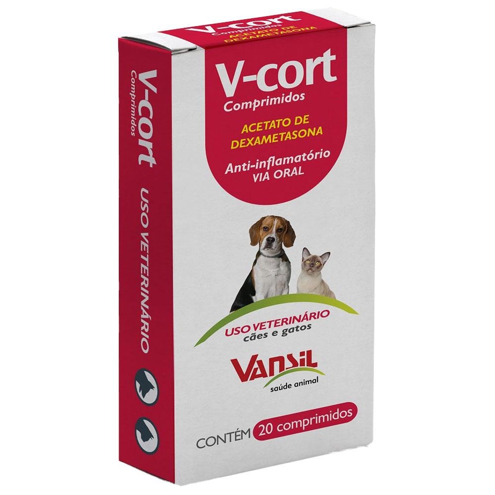 Anti-inflamatório Vansil V-cort 0,5mg com 20 Comprimidos para Cães e Gatos