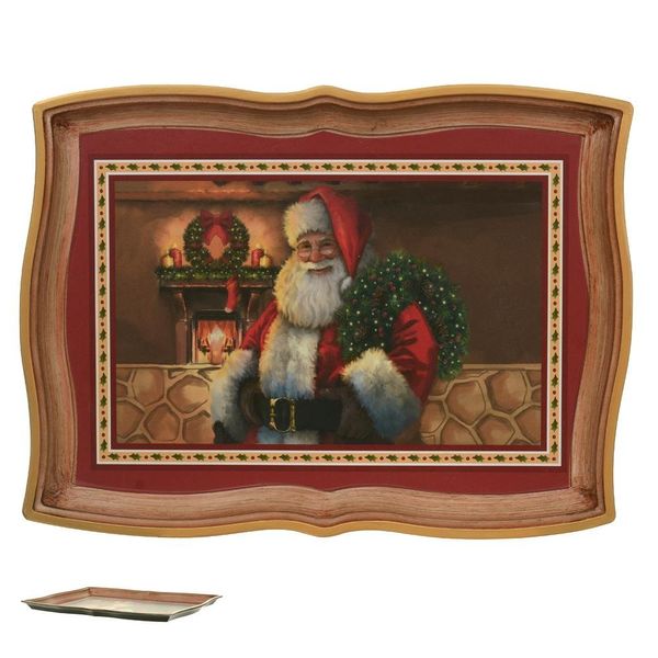Bandeja Florarte Natalina Papai Noel Vermelha 43x32cm 29001 (MP)