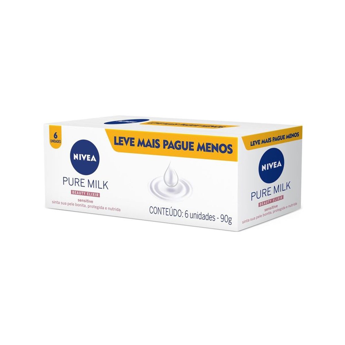 Sabonete Em Barra Nivea Pure Milk 6 Unidades 90g cada