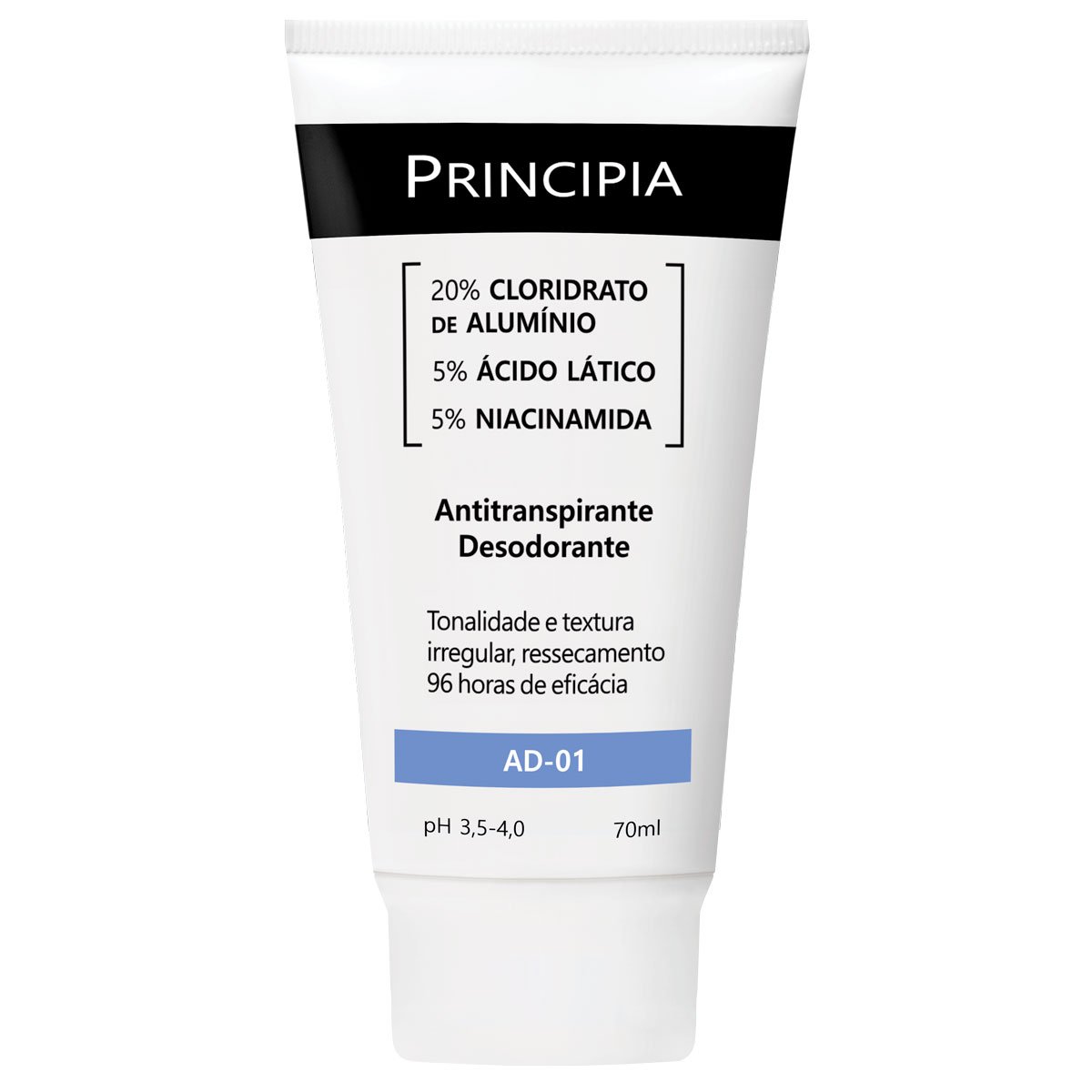Antitranspirante Desodorante Principia AD-01 Cloridrato De Alumínio + Ácido Lático + Niacinamida 70ml