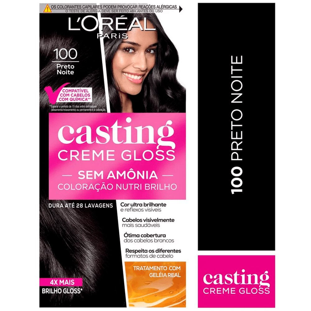Tinta Para Cabelo Casting Creme Gloss L'Oréal Paris 100 Preto Noite