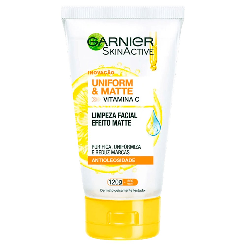 Sabonete Líquido Facial Antioleosidade Garnier Uniform & Matte Vitamina C 120g
