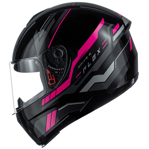 Capacete Fly Drive 2 HG Flex Preto e Pink 58