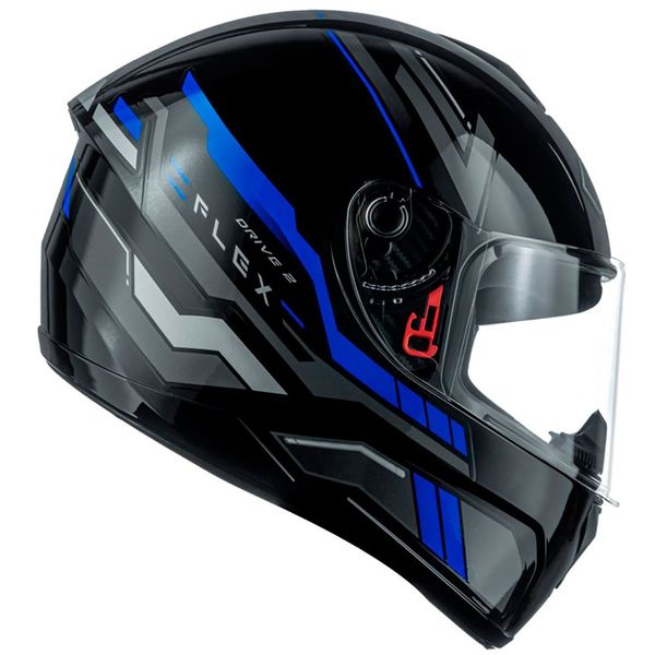 Capacete Fly Drive 2 Hg Flex Preto E Azul 60