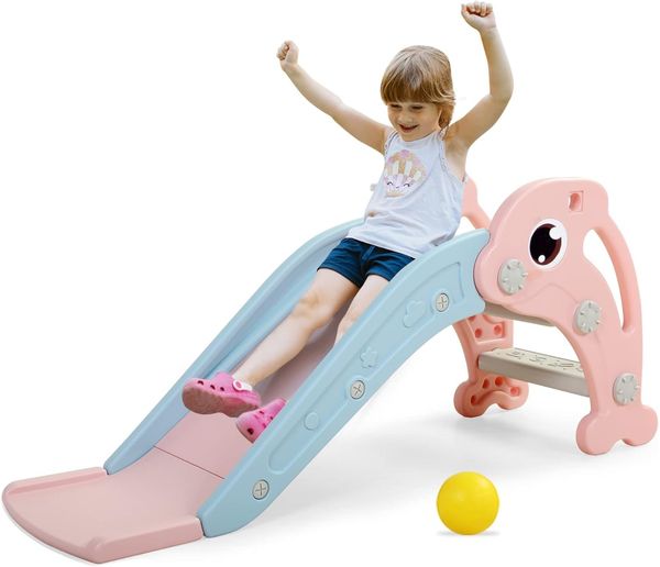 Escorregador Infantil Nyeekoy 3 M1 Escorregador Escada e Cesta de Basquete A-BI