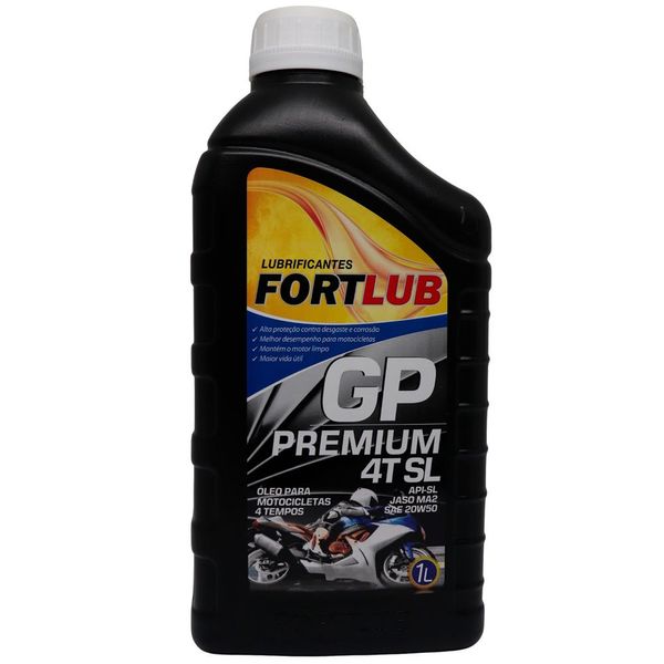 Óleo Lubrificante Fortlub GP Premium 4T API SL JASO MA2 SAE 20W50 1 Litro (MP)