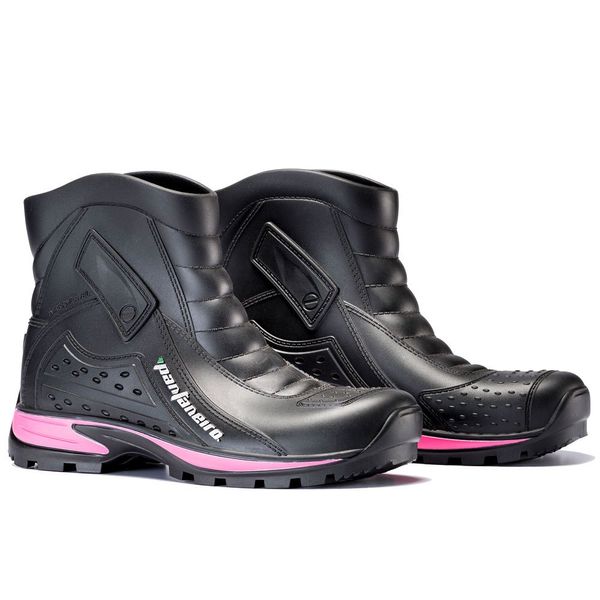 Bota De Chuva Impermeável N°39/40 Pantaneiro Cano Curto Preto E Rosa (MP)