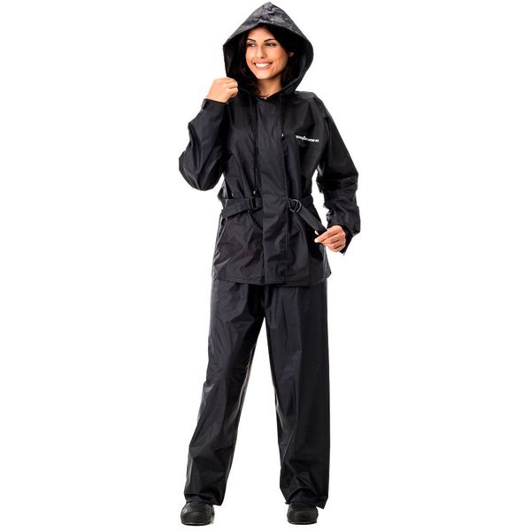 Capa De Chuva Feminino Pantaneiro Nylon Capuz Preto E Lilás G (MP)
