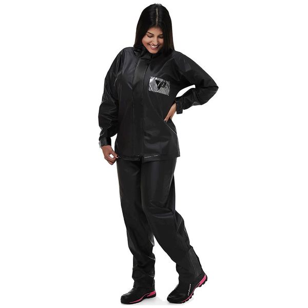 Capa De Chuva Feminino Pantaneiro PVC Com Gola Preto M (MP)