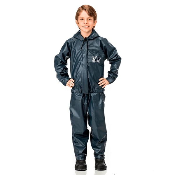 Capa De Chuva Infantil Pantaneiro PVC Com Capuz Universal Preto (MP)