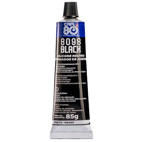 Cola Silicone Preta Neutro CAR80 Formador Junta Black 85G CAR8098 (MP)