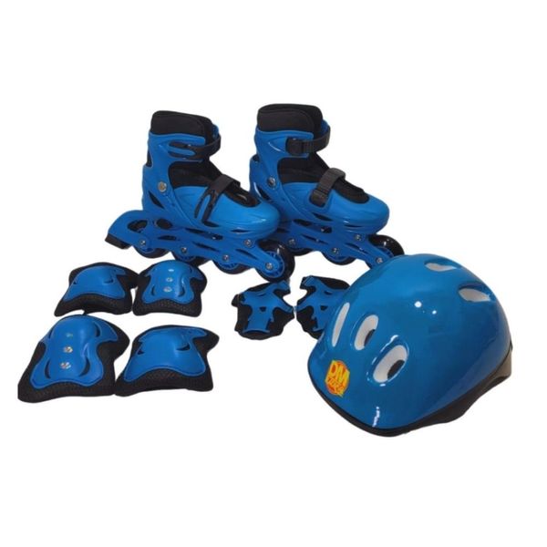 Patins Com Kit De Segurança DM Toys N°34/37 Azul DMR6544M (MP)