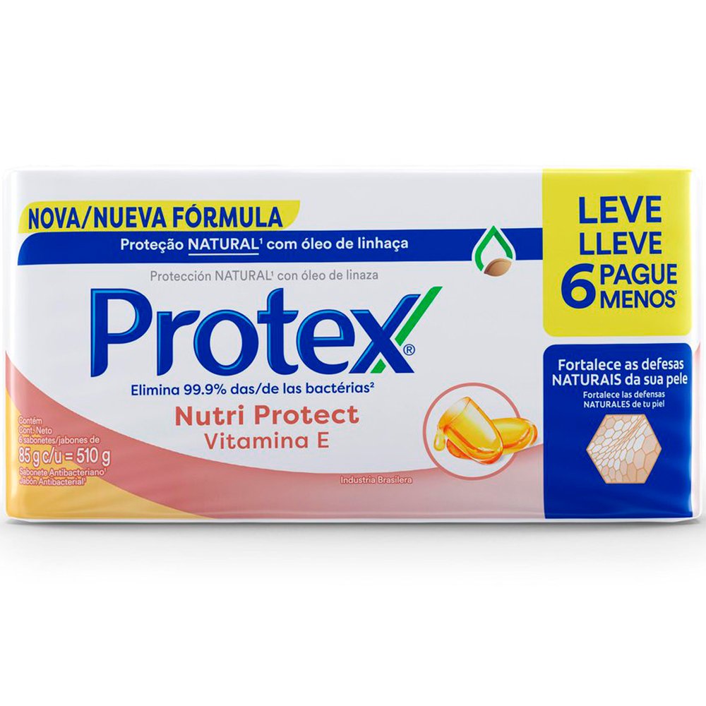 Sabonete em Barra Protex Nutri Protect Vitamina E 85g 6 Unidades
