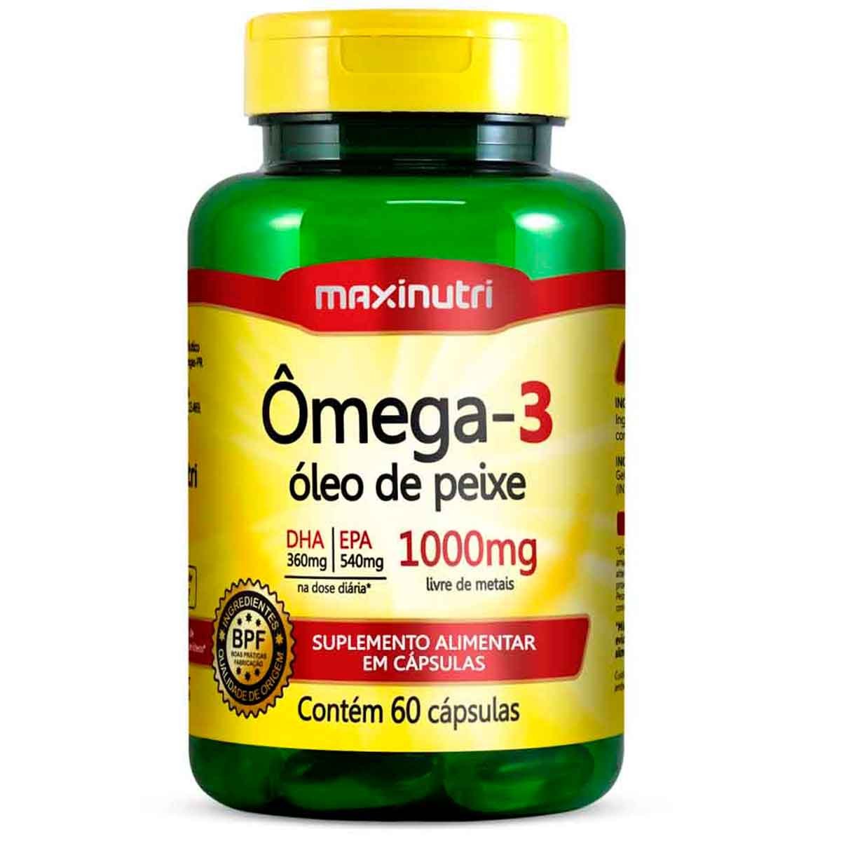 Ômega 3 Óleo 1000mg 60 Cápsulas Maxinutri
