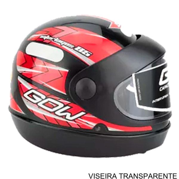 Capacete Gow Interlagos Preto E Vermelho 56 (MP)