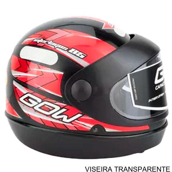 Capacete Gow Interlagos Preto E Vermelho 62 (MP)