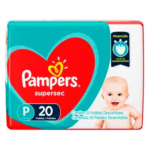 Encontraproduto.com.br - Fraldas Pampers Super Sec - 20 Unidades - Tamanho P