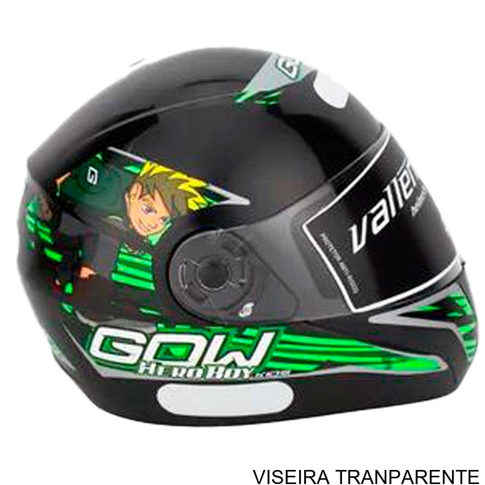 Capacete Infantil Gow Interlagos Hero Boy Preto E Verde 54 (MP)