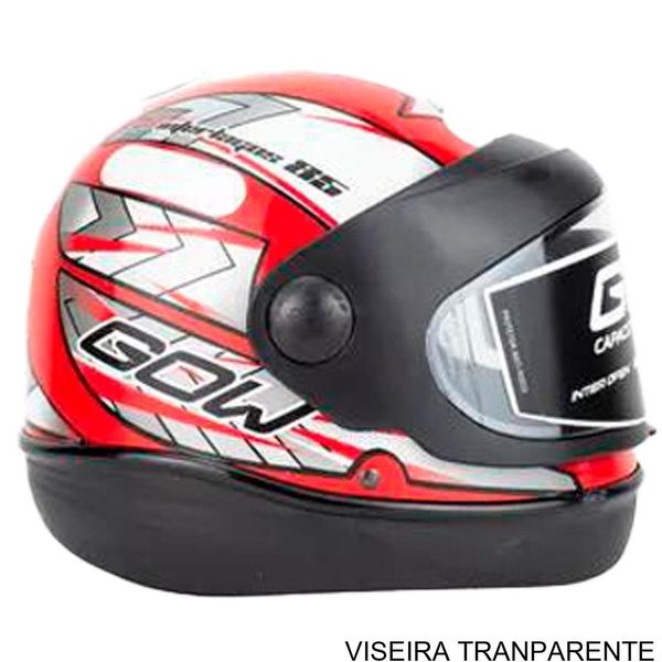 Capacete Gow Interlagos Vermelho E Prata 62 (MP)