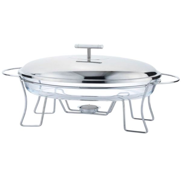 Rechaud Oval Mimo Style Vidro Com Tampa Inox 3 Litros RD23365 (MP)