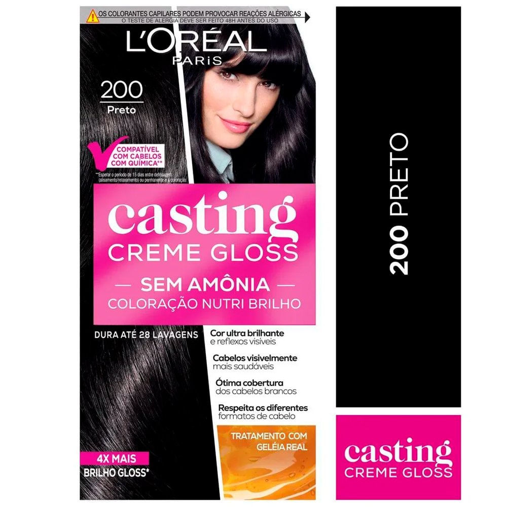 Tinta Para Cabelo Casting Creme Gloss LOréal Paris  200 Preto