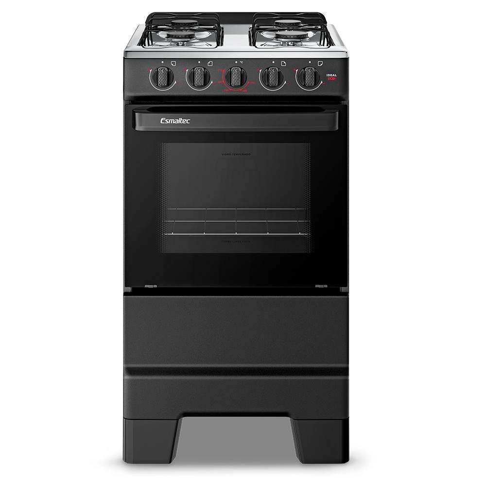 Fogão 4 Bocas Esmaltec Ideal Pop Acendimento Manual Preto