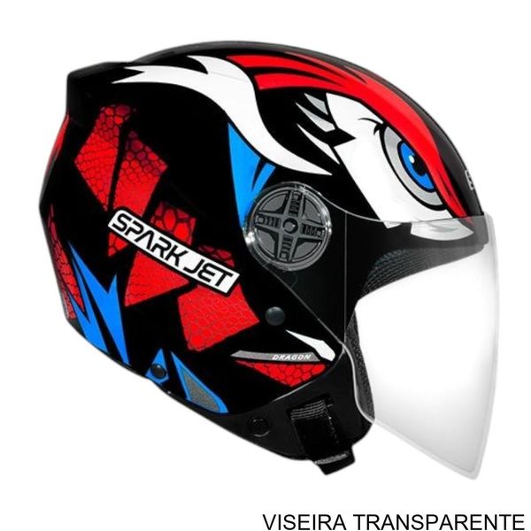 Capacete EBF Spark Jet Dragon Preto E Vermelho 60 (MP)
