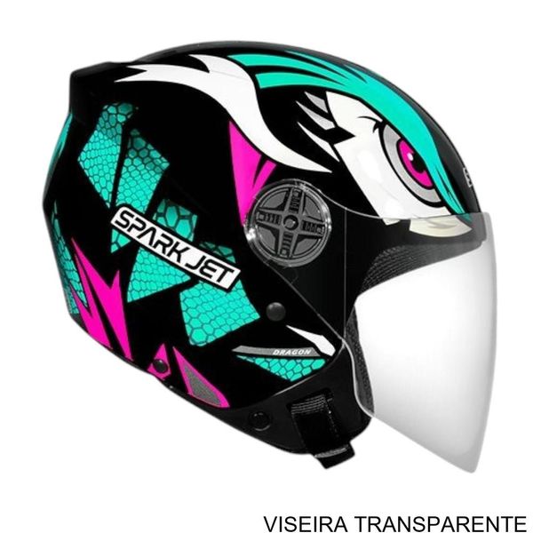 Capacete EBF Spark Jet Dragon Preto E Tifany 58 (MP)