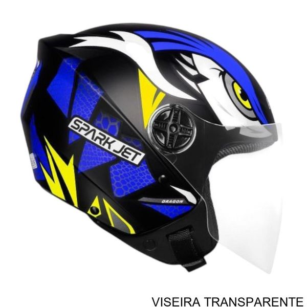 Capacete EBF Spark Jet Dragon Preto E Azul Fosco 58 (MP)