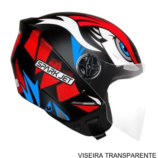Capacete EBF Spark Jet Dragon Preto E Vermelho Fosco 58 (MP)