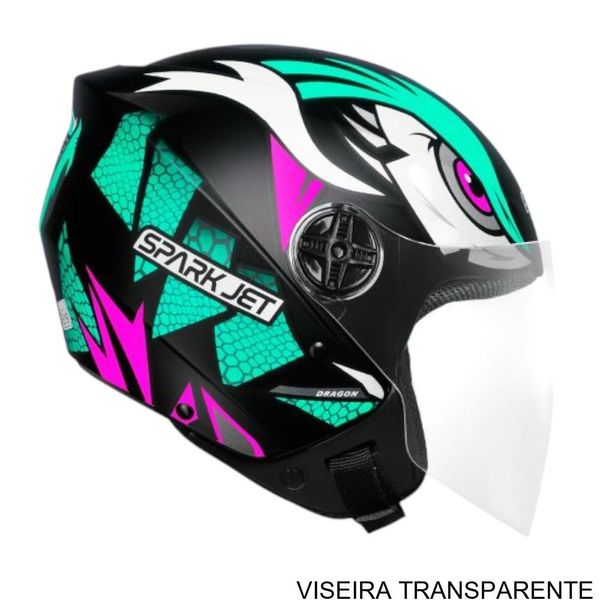 Capacete EBF Spark Jet Dragon Preto E Tifany Fosco 60 (MP)