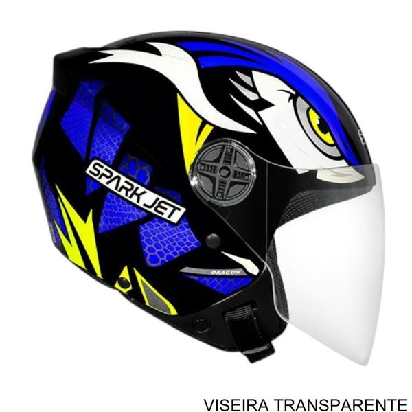 Capacete EBF Spark Jet Dragon Preto E Azul 58 (MP)